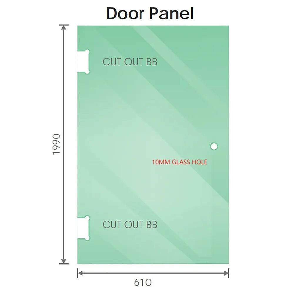 90cm Wall to Wall Frameless Shower Screen – Black Wall Channel and Floor Channel, SS Hinges & Square Double Pull Handle - Image 2