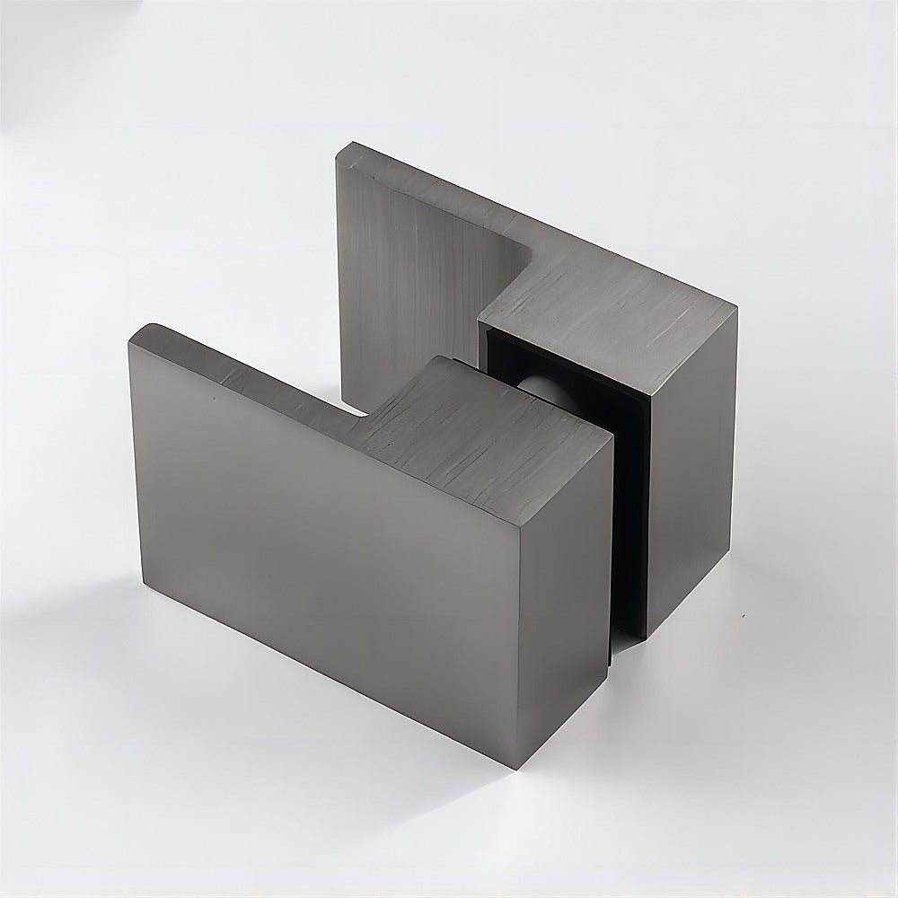 120cm Wall to Wall Frameless Shower Screen – Gunmetal Wall Channel , SS Hinges & Square Double Pull Handle - Image 9