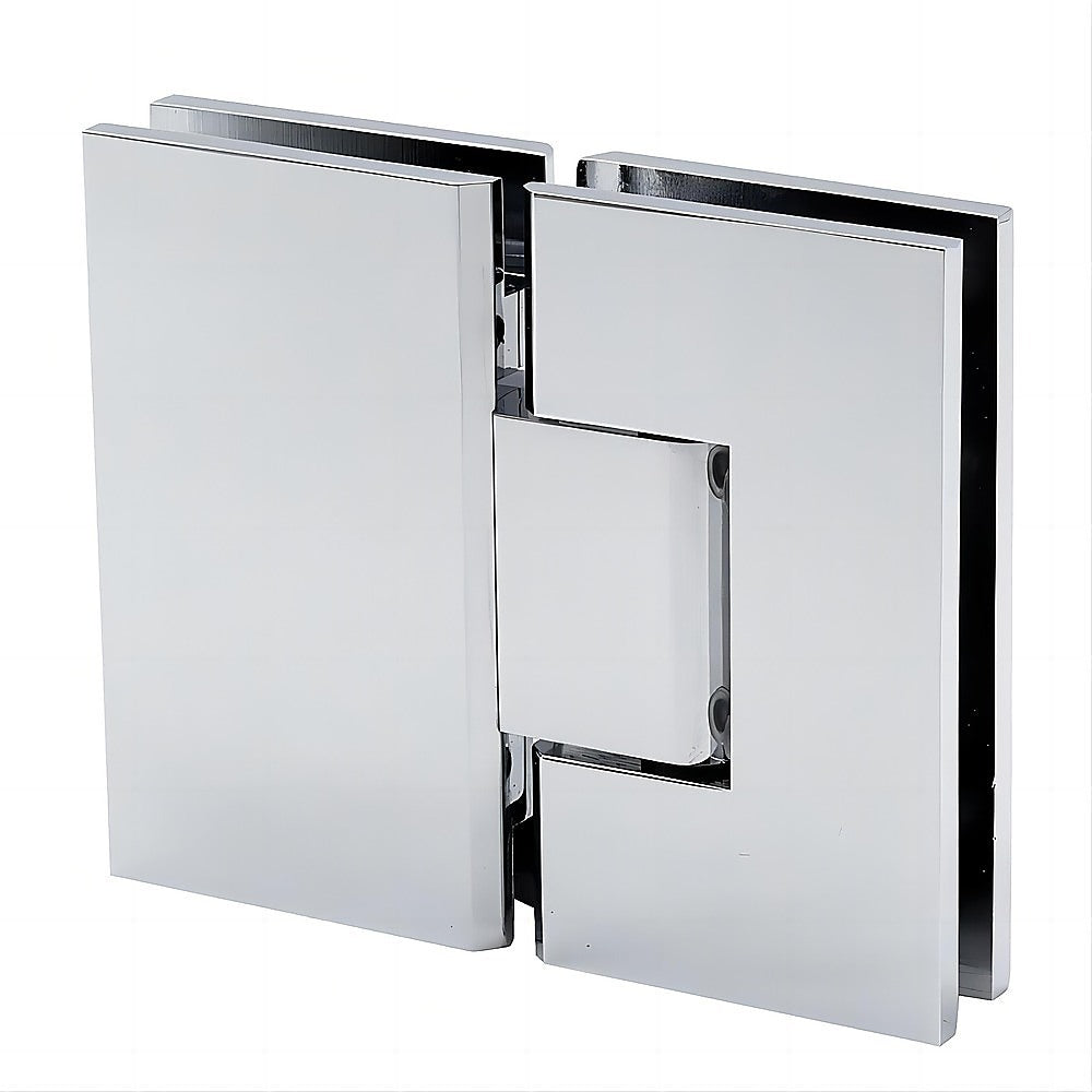 110x110cm Chrome Corner Frameless Shower Screen with Wall Channel Brackets, Stainless Steel Hinges & Square Knob Handle - Image 7
