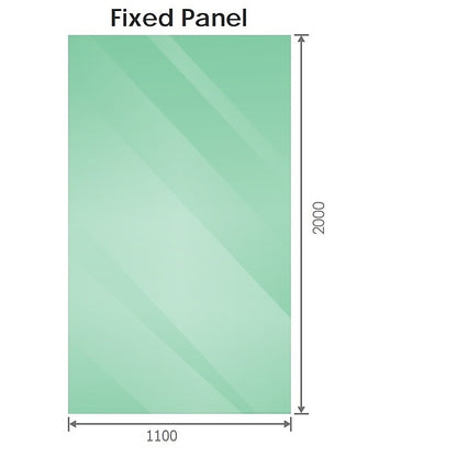 110x110cm Chrome Corner Frameless Shower Screen with Wall Channel and Floor Channel Brackets, Stainless Steel Hinges & Square Knob Handle - Image 3