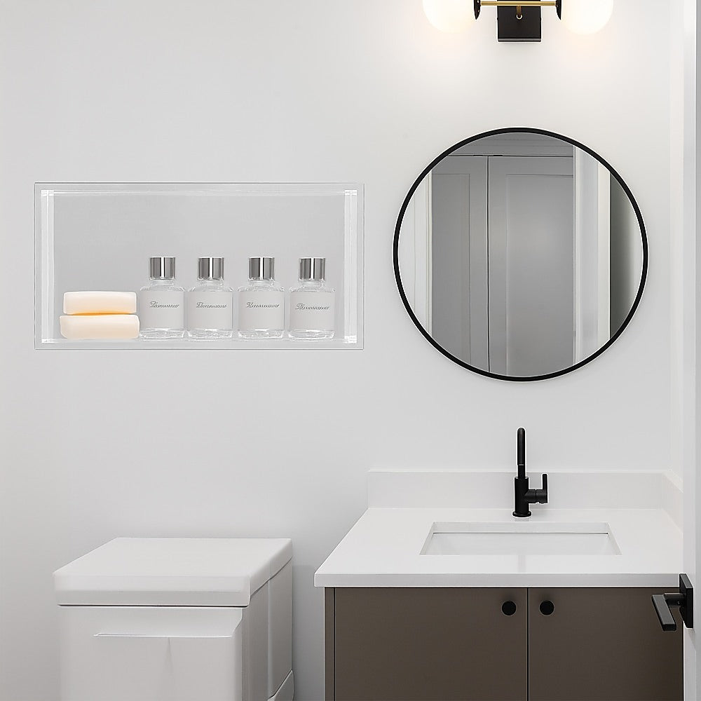 641 x 336 x 101mm Shower Niche Single Shelf Organizer No Tile Needed in White - Image 6