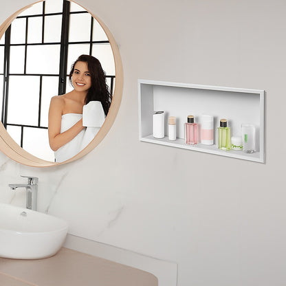 641 x 336 x 101mm Shower Niche Single Shelf Organizer No Tile Needed in White - Image 8