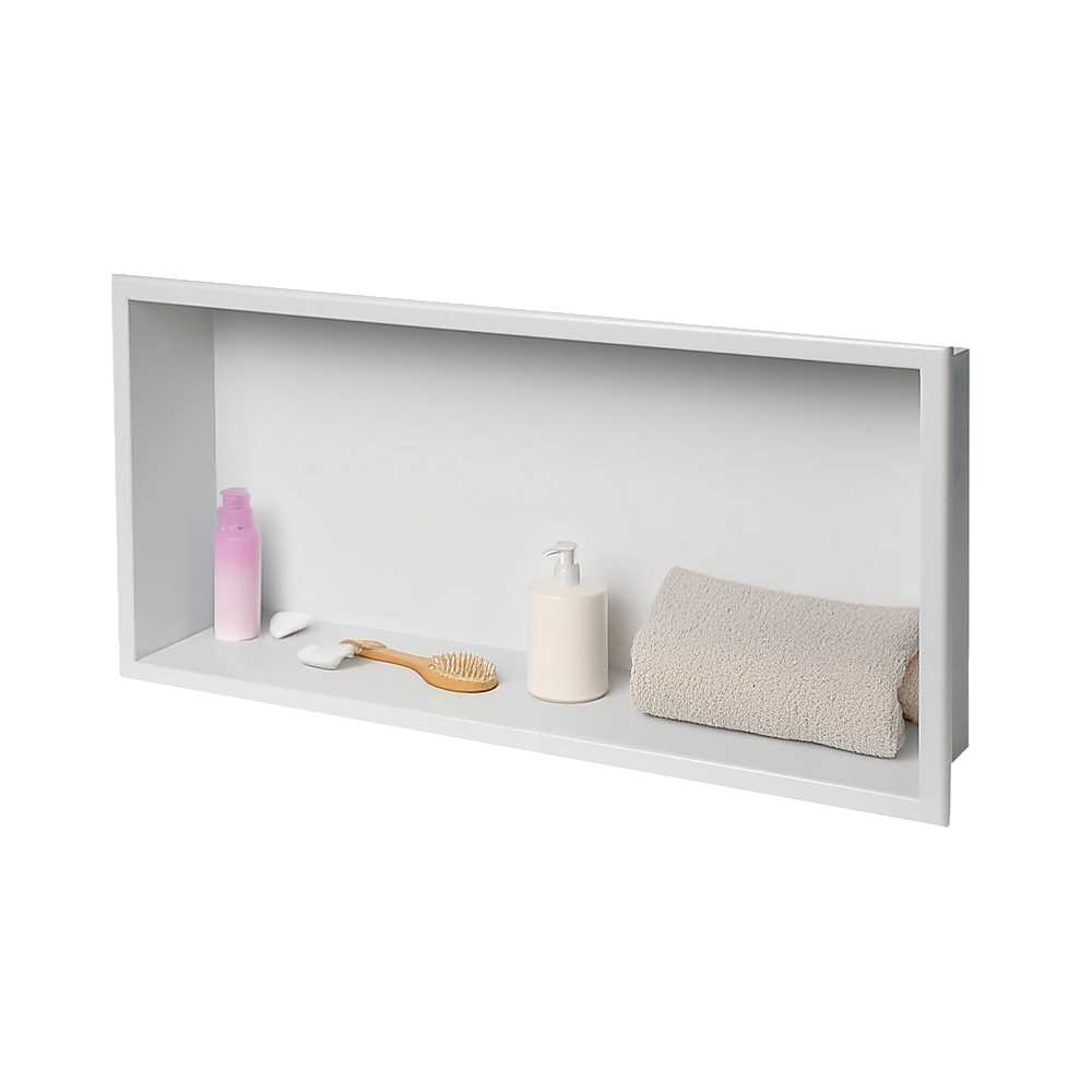 641 x 336 x 101mm Shower Niche Single Shelf Organizer No Tile Needed in White - Image 9