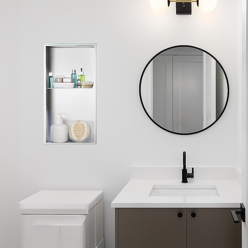 641 x 336 x 101mm Shower Niche Double Shelf Organizer No Tile Needed in White - Image 4