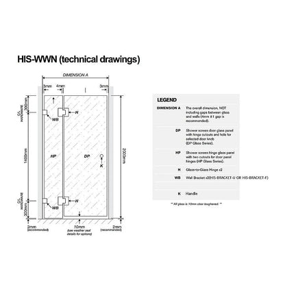 90x100cm Double Door Corner Shower Screen – Black U-Brackets, SS Hinges & Square Double Pull Handle - Image 5