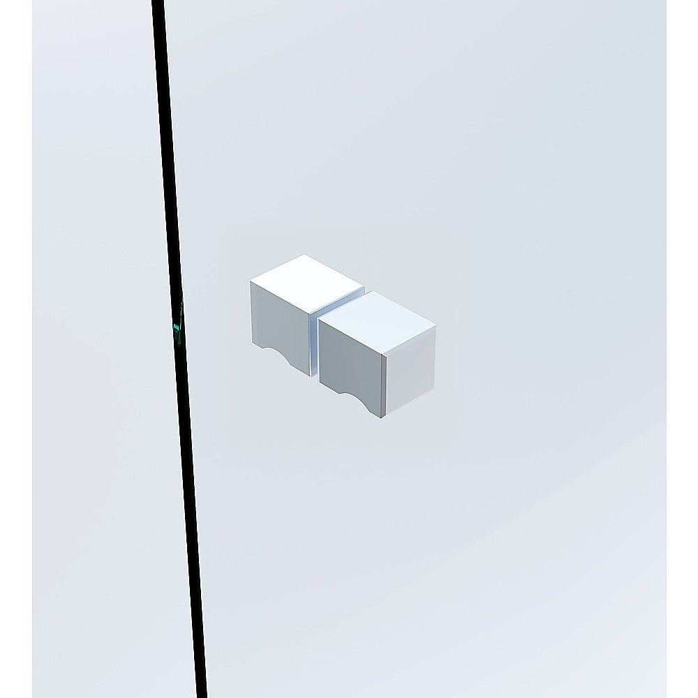 100cm Frameless Diamond Shower Screen – Channels with SS Hinges in White, Square Knob Handles - Image 8