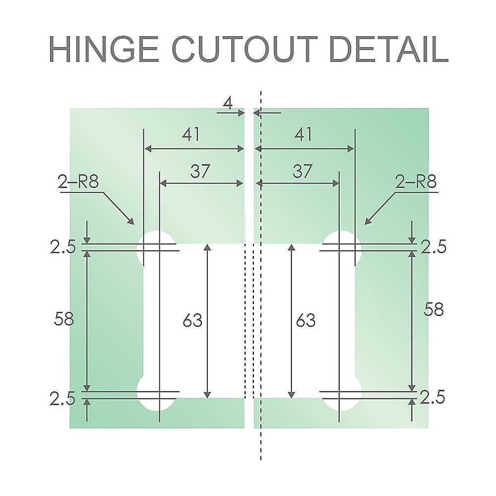 100cm Frameless Diamond Shower Screen – Channels with SS Hinges in White, Square Double Pull Handles - Image 6
