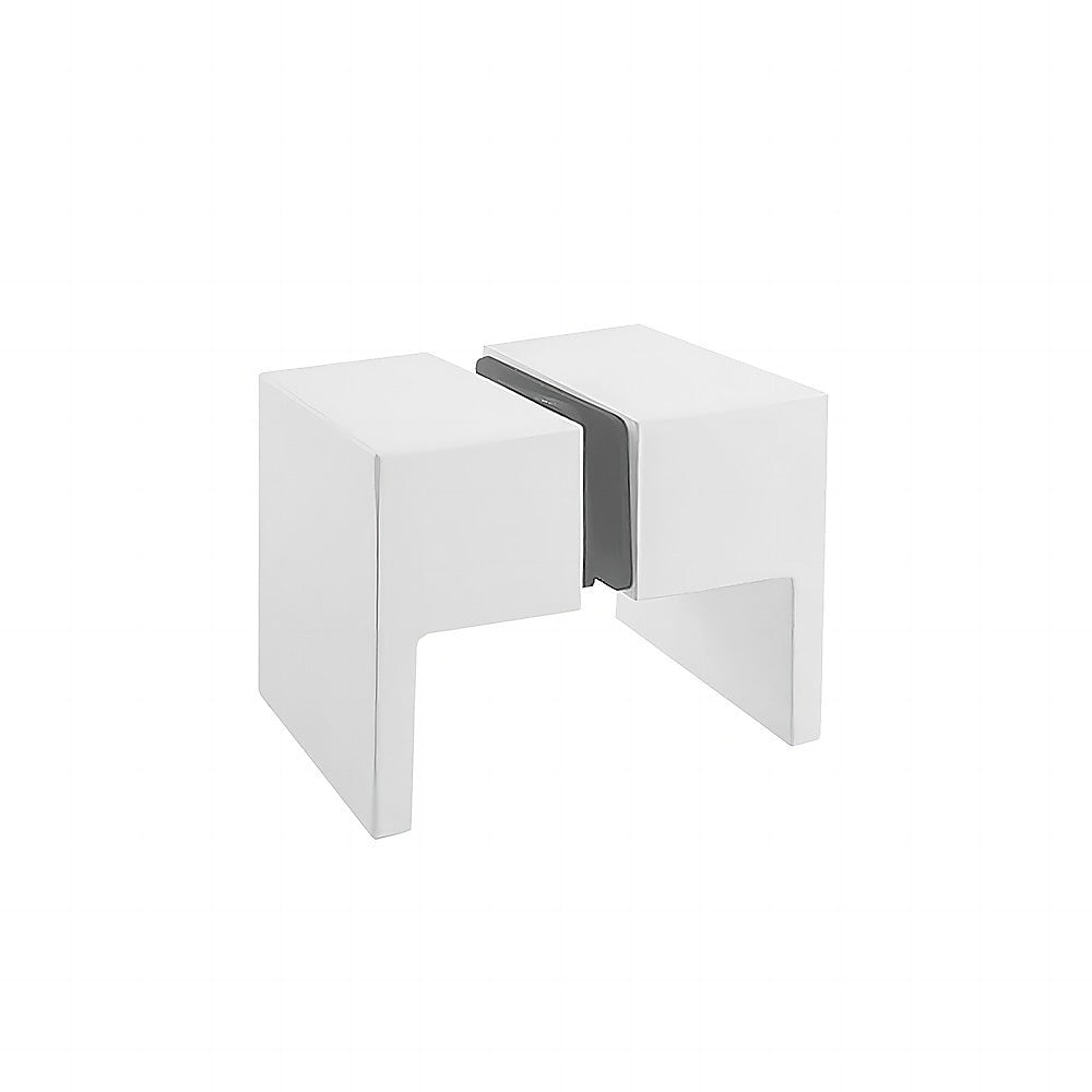 100cm Frameless Diamond Shower Screen – Channels with SS Hinges in White, Square Double Pull Handles - Image 7