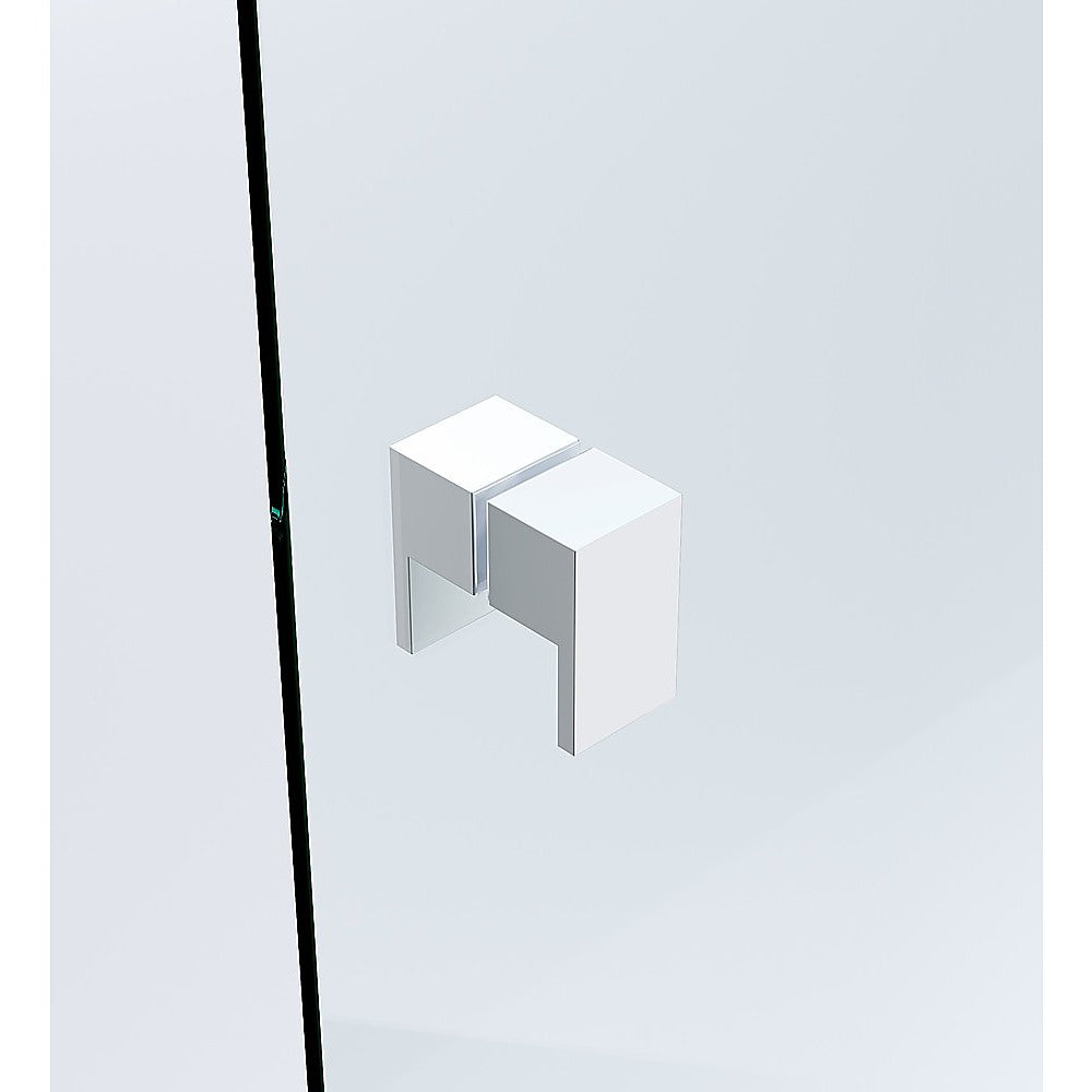 100cm Frameless Diamond Shower Screen – Channels with SS Hinges in White, Square Double Pull Handles - Image 8