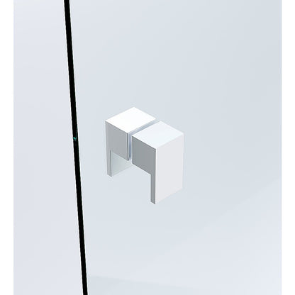 100cm Frameless Diamond Shower Screen – Channels with SS Hinges in White, Square Double Pull Handles - Image 8