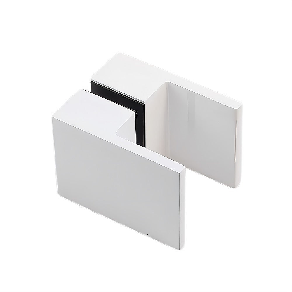 100cm Frameless Diamond Shower Screen – Channels with SS Hinges in White, Square Double Pull Handles - Image 9