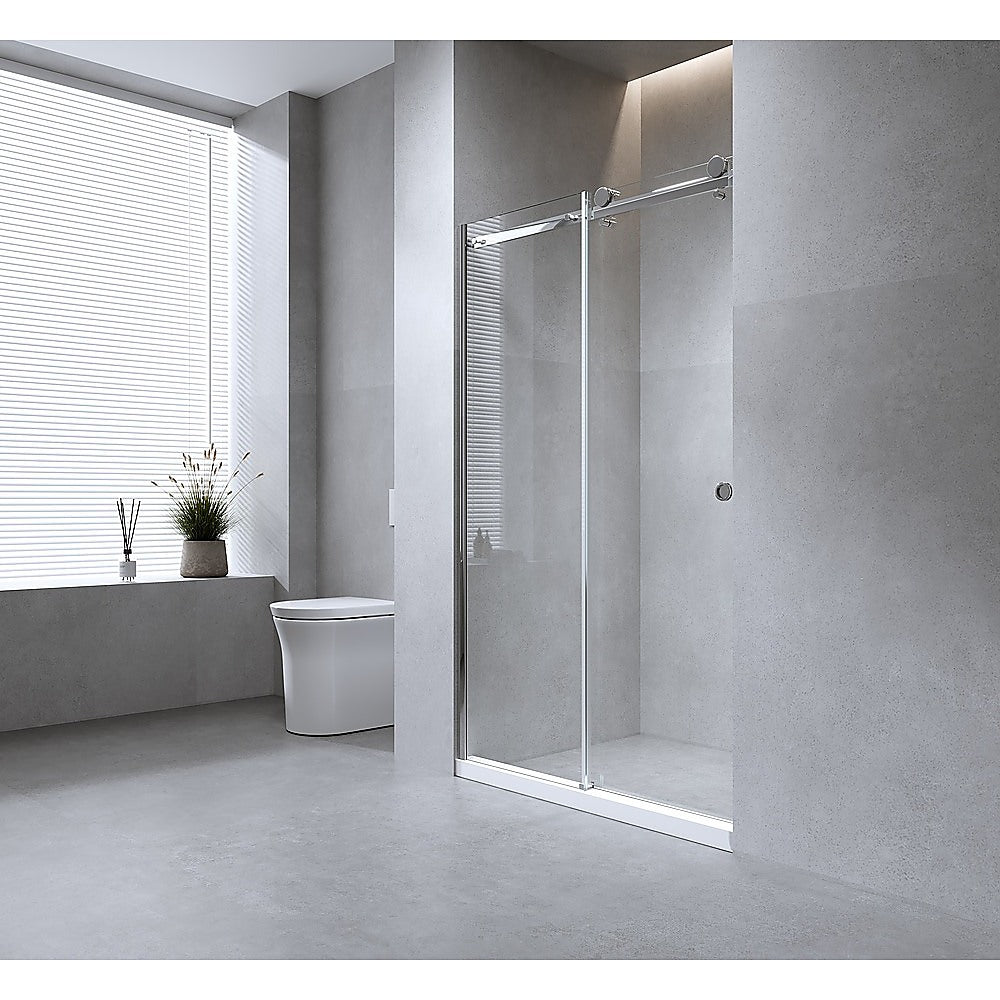 140cm Frameless Glass Sliding Shower Door – With Chrome Rail and Wall Channel for Modern Bathrooms - Image 2