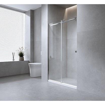 180cm Frameless Glass Sliding Shower Door – With Chrome Rail and Wall Channel for Modern Bathrooms - Image 2