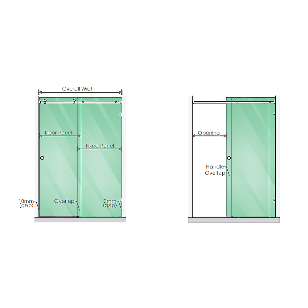 180cm Frameless Glass Sliding Shower Door – With Chrome Rail and Wall Channel for Modern Bathrooms - Image 3