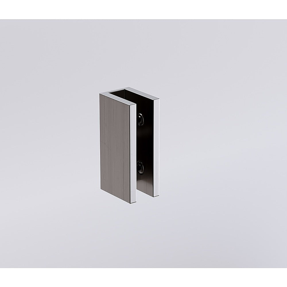 70cm Reeded Glass Shower Screen with Gunmetal U-Brackets and Round Pole - Image 7