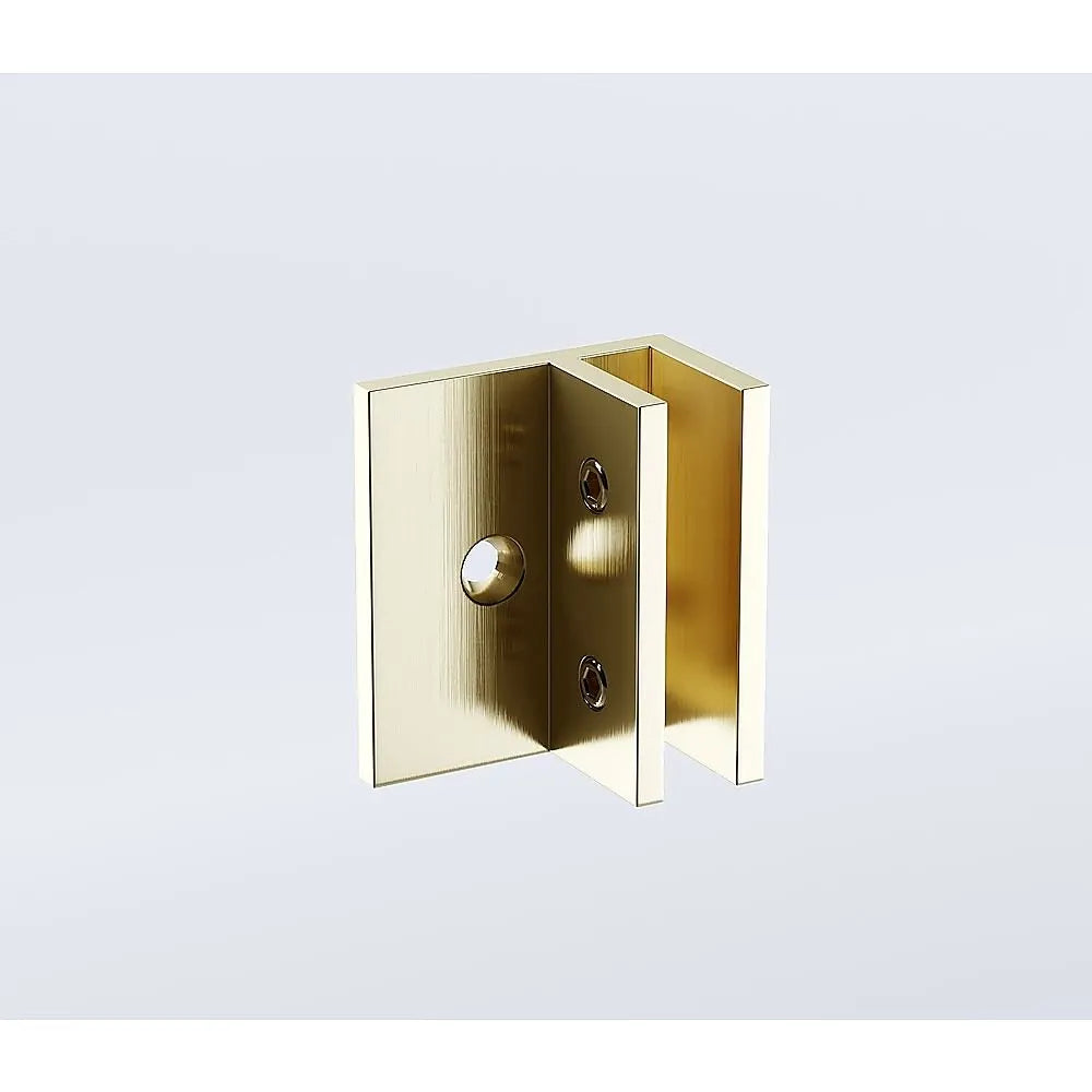 80cm Reeded Glass Shower Screen with Gold F-Brackets and Round Pole - Image 6