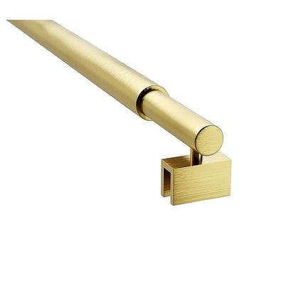 80cm Reeded Glass Shower Screen with Gold F-Brackets and Round Pole - Image 9