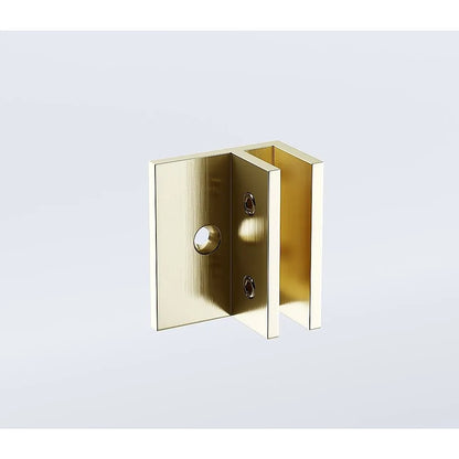 100cm Reeded Glass Shower Screen with Gold F-Brackets and Round Pole - Image 6