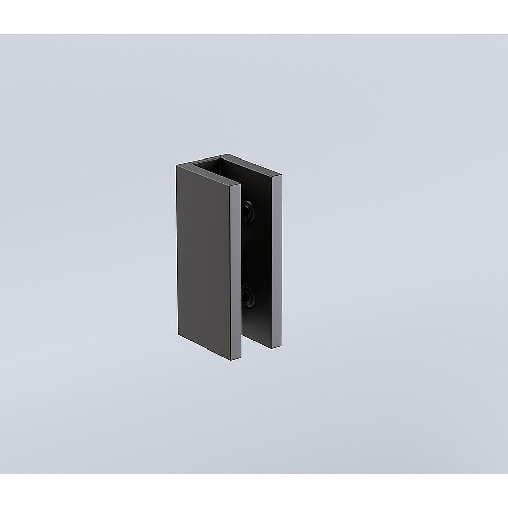 120cm Reeded Glass Shower Screen with Black U-Brackets and Round Pole - Image 6