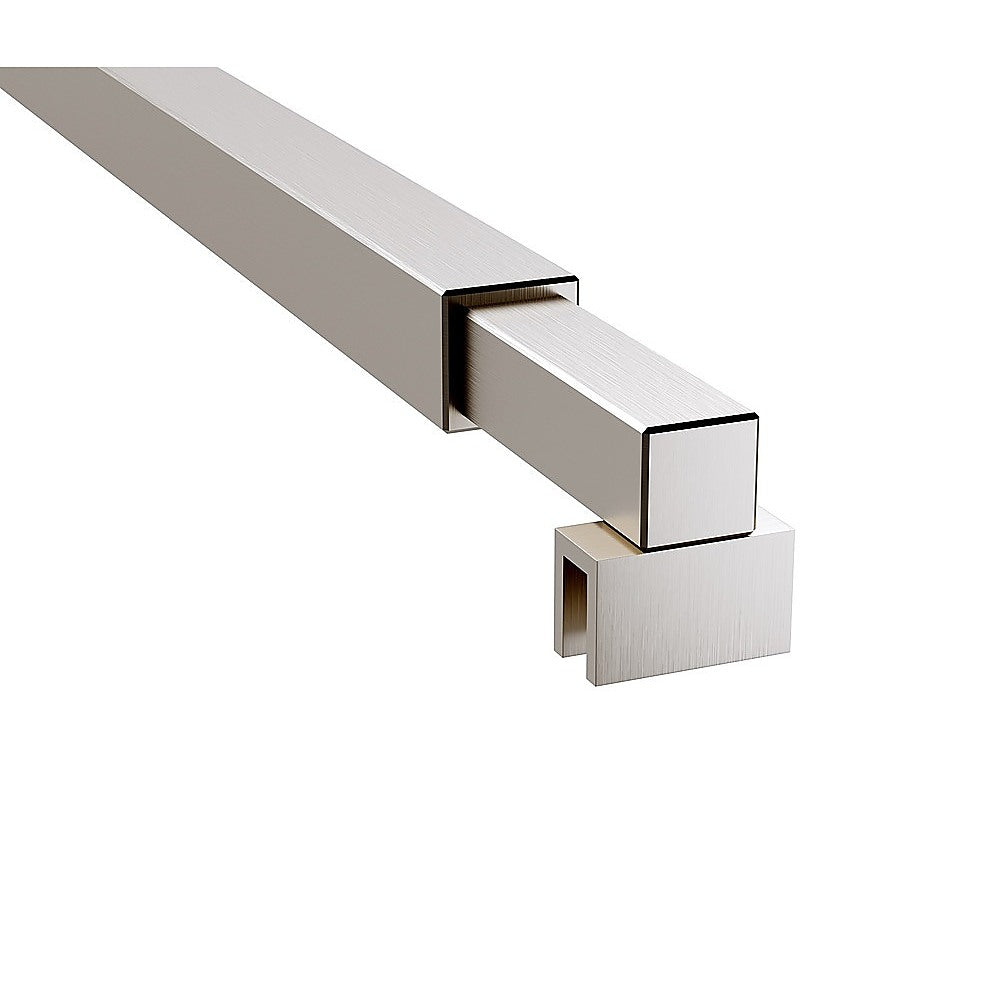 70cm Reeded Glass Shower Screen with Nickel Wall Channel and Square Pole - Image 8