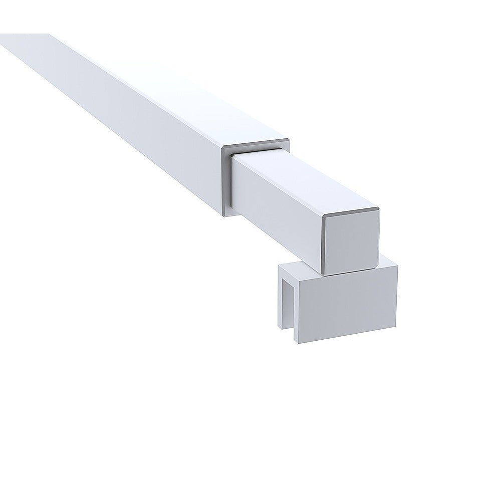 80cm Reeded Glass Shower Screen with White Wall Channel and Square Pole - Image 8