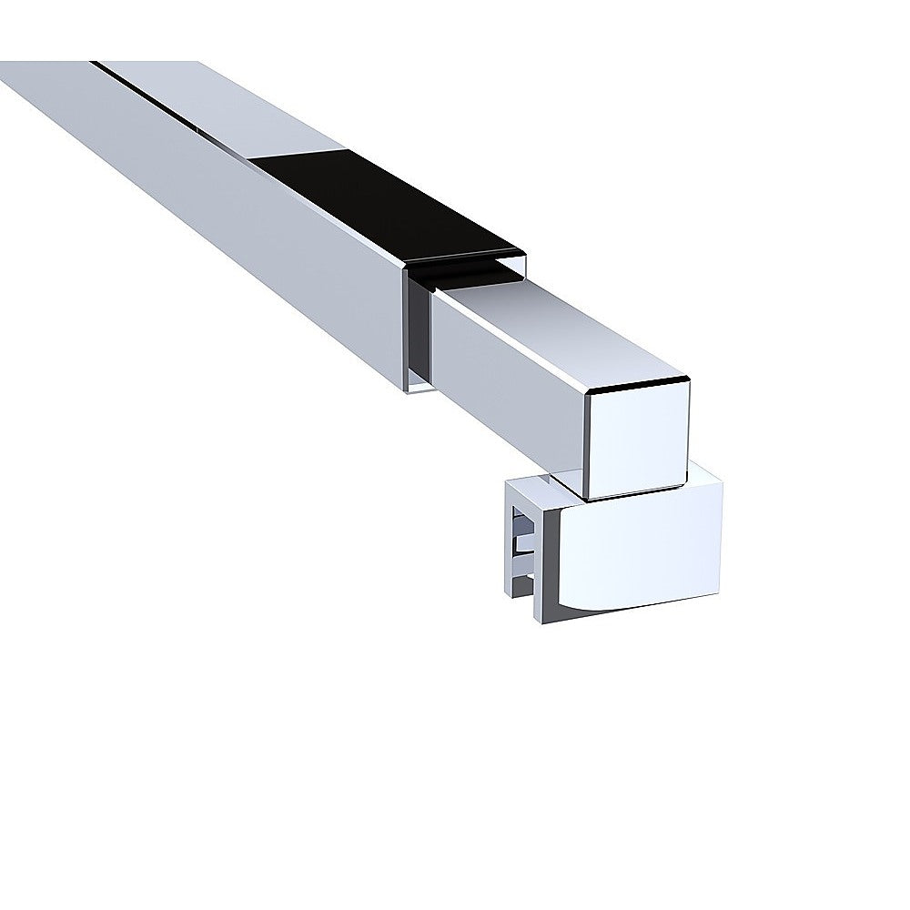 110cm Reeded Glass Shower Screen with Chrome Wall Channel and Square Pole - Image 8