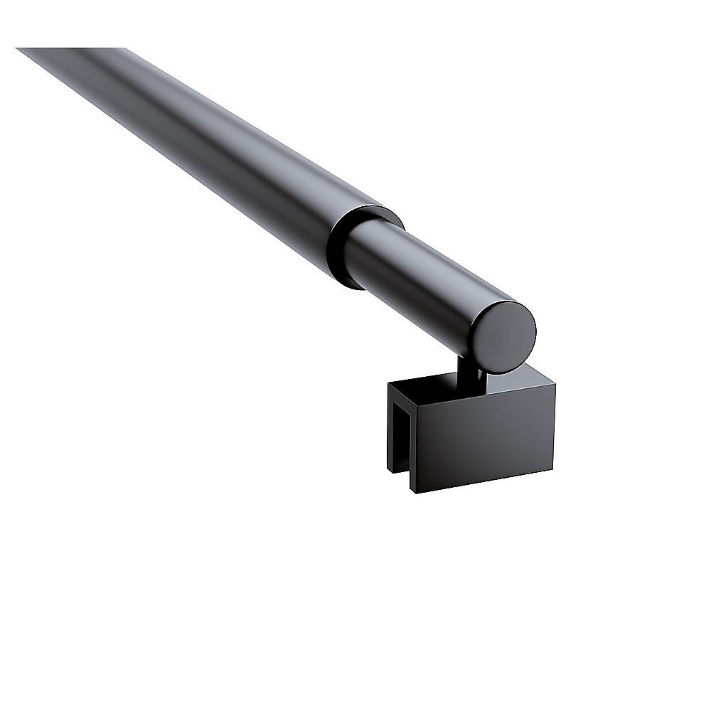 110cm Reeded Glass Shower Screen with Black Wall Channel and Round Pole - Image 8