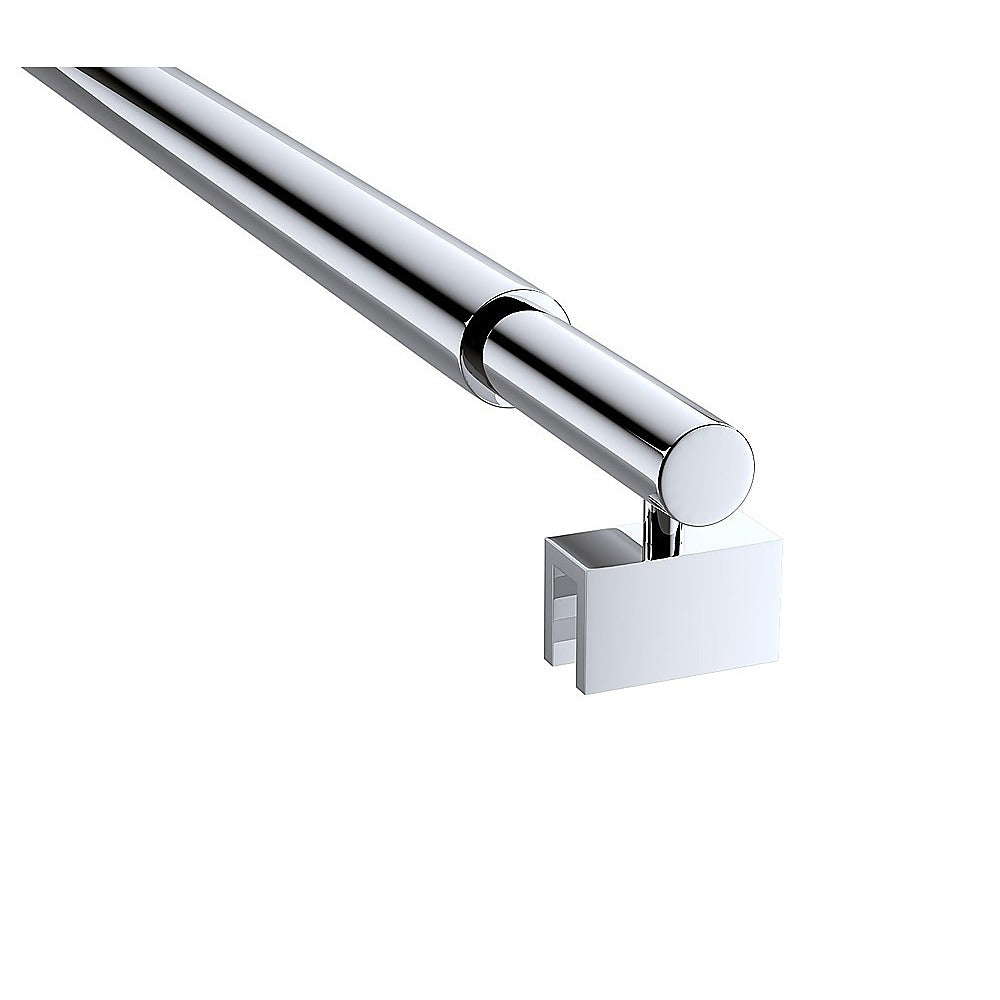 120cm Reeded Glass Shower Screen with Chrome Wall Channel and Round Pole - Image 8