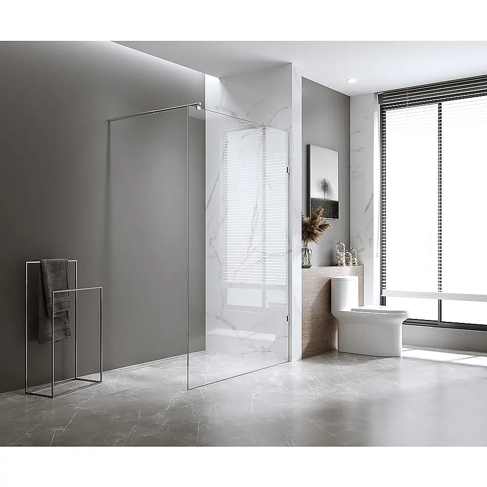 80x210cm Glass Shower Screen with Gold U-Brackets - Image 3