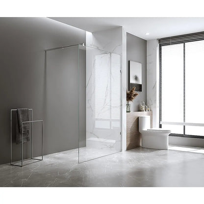 90x210cm Glass Shower Screen with Nickel U-Brackets - Image 2