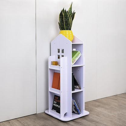 Rotating Bookcase Bookshelf Kid's Book Organiser Rack Wooden Castle Display Shelf - Image 2