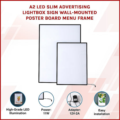 A2 LED Slim Advertising Lightbox Sign Wall-Mounted Poster Board Menu Frame - Image 2
