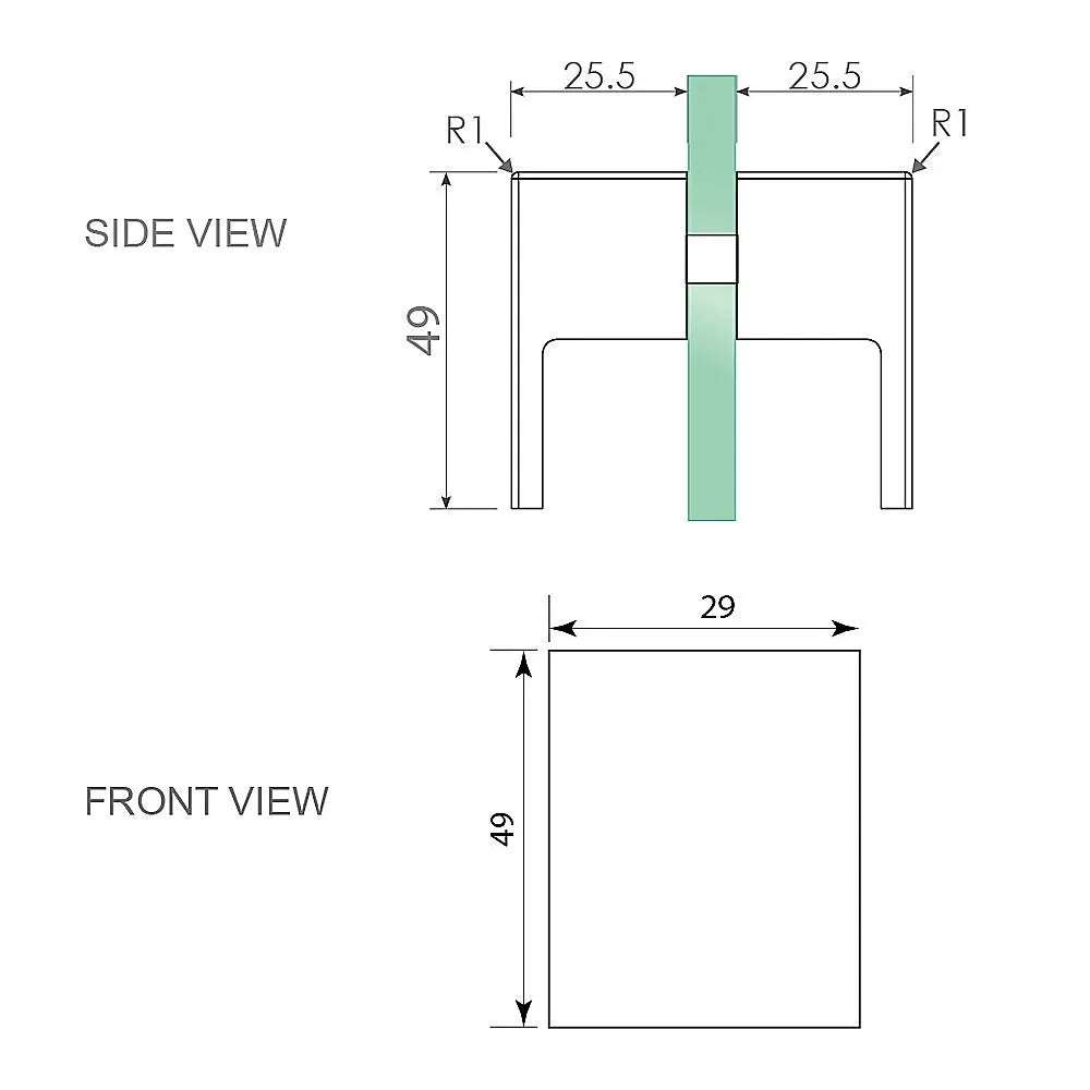 Brass Shower Door Square Double Pull Handle in Black - Image 4