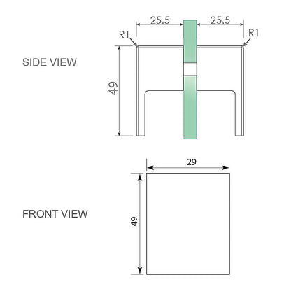 Brass Shower Door Square Double Pull Handle in Chrome - Image 3