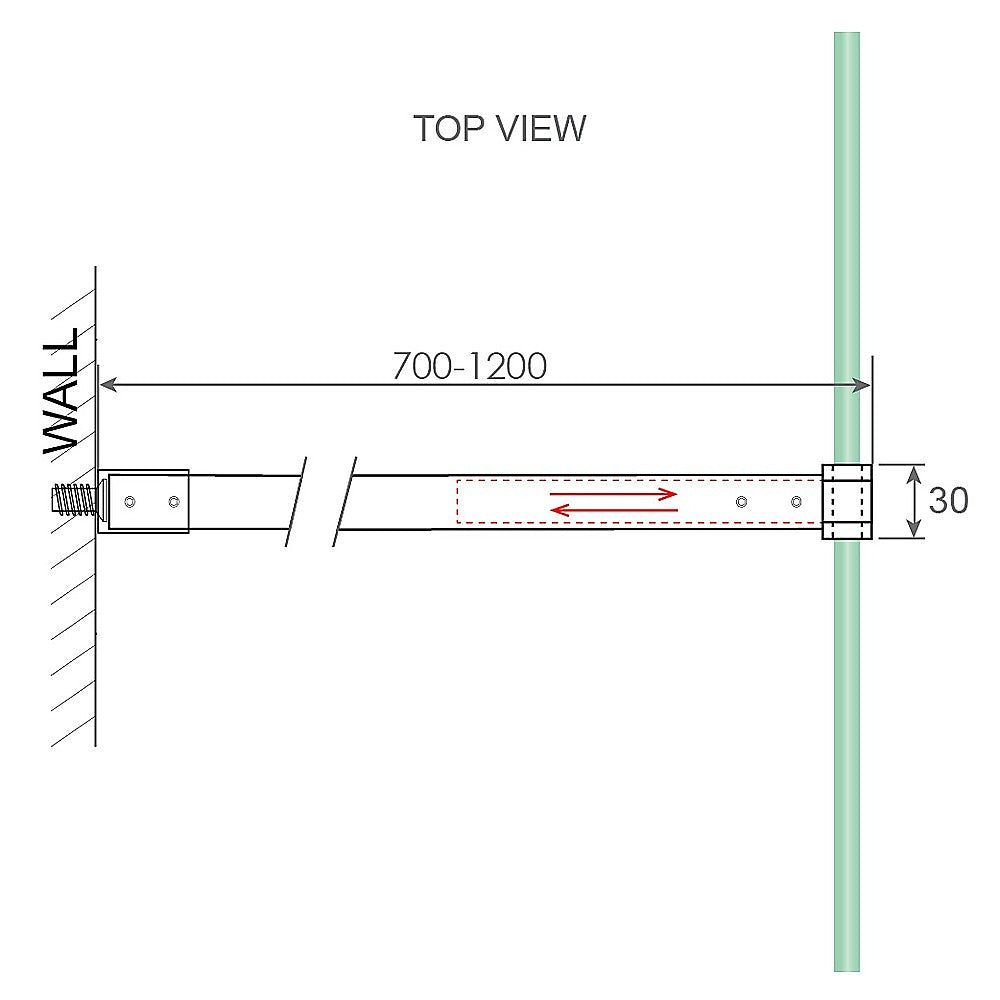 Glass Shower Screen Square Stabilising Pole in White - Image 4