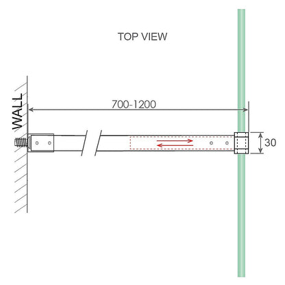 Glass Shower Screen Square Stabilising Pole in White - Image 4