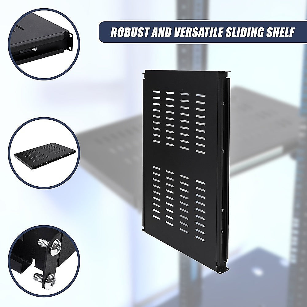 1U Sliding Server Rack Shelf 26 Inch Deep Vented for 19 Inch Cabinet - Image 6