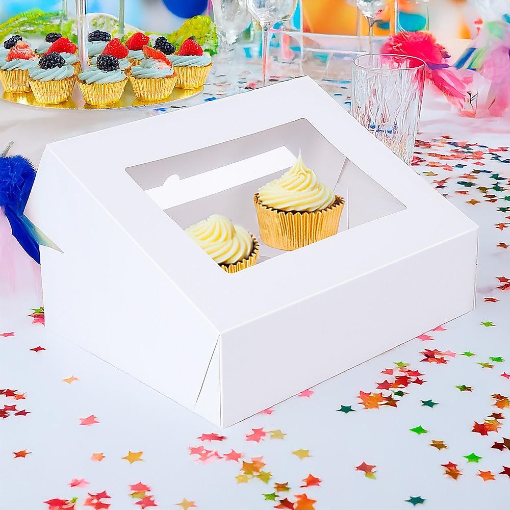 50pcs Cupcake Boxes 12-Hole Laminated Clear Window Face Boxes Favour - Image 2