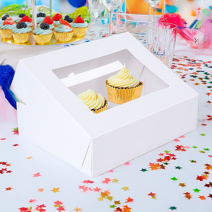 50pcs Cupcake Boxes 12-Hole Laminated Clear Window Face Boxes Favour - Image 2