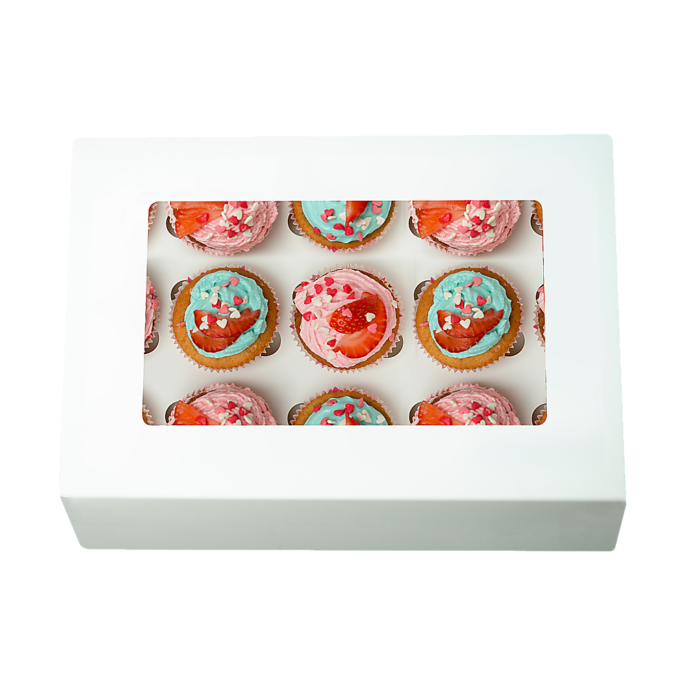 50pcs Cupcake Boxes 12-Hole Laminated Clear Window Face Boxes Favour - Image 4