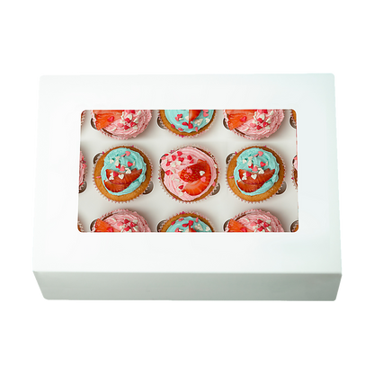 50pcs Cupcake Boxes 12-Hole Laminated Clear Window Face Boxes Favour - Image 4