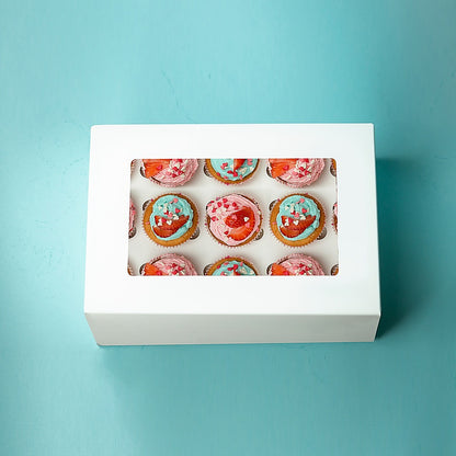 50pcs Cupcake Boxes 12-Hole Laminated Clear Window Face Boxes Favour - Image 5