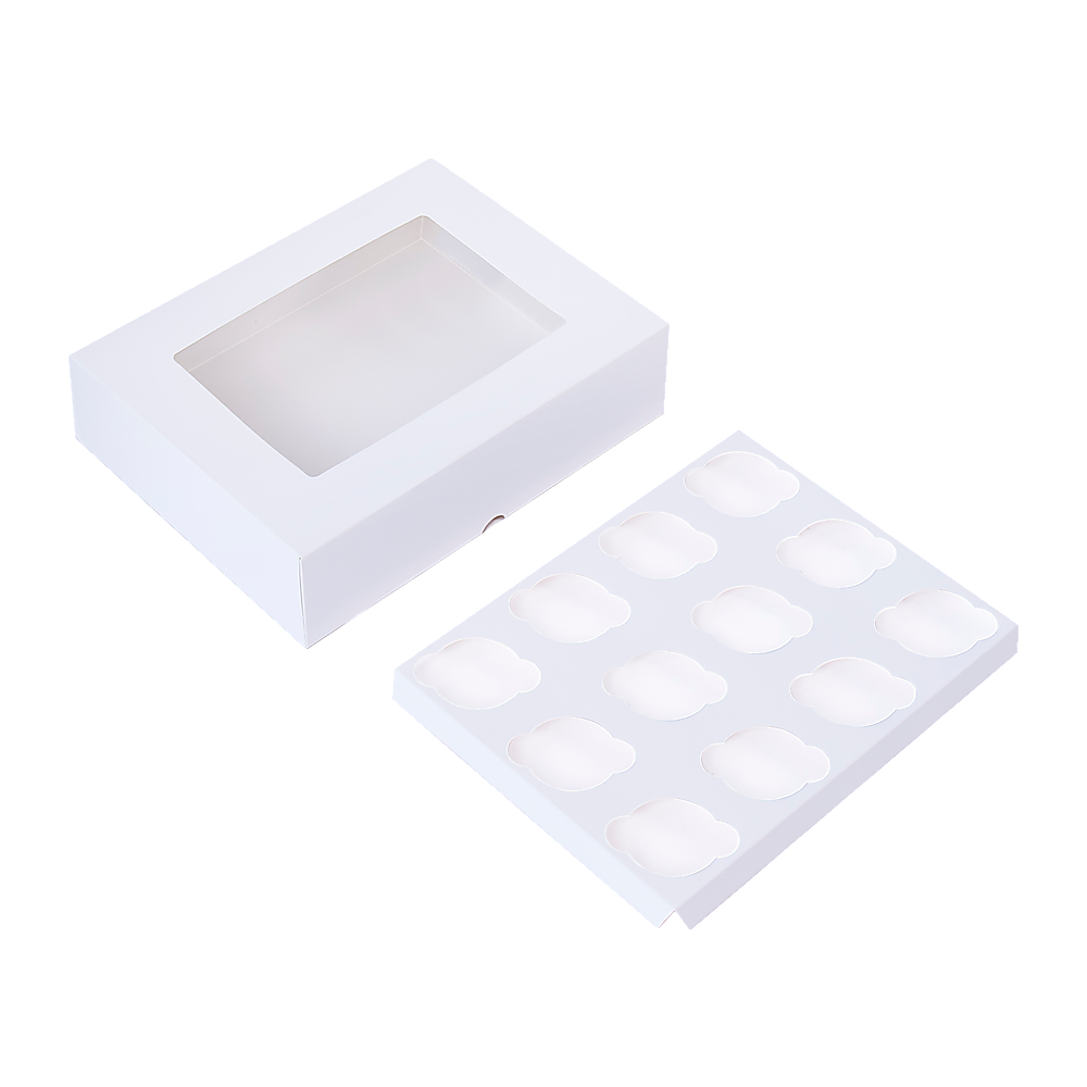 50pcs Cupcake Boxes 12-Hole Laminated Clear Window Face Boxes Favour - Image 7