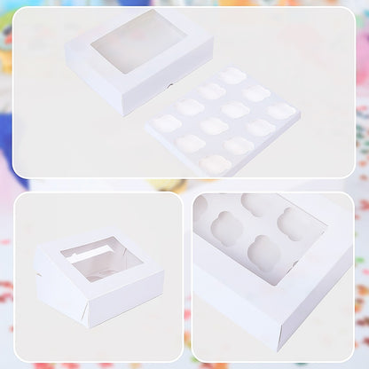 50pcs Cupcake Boxes 12-Hole Laminated Clear Window Face Boxes Favour - Image 8