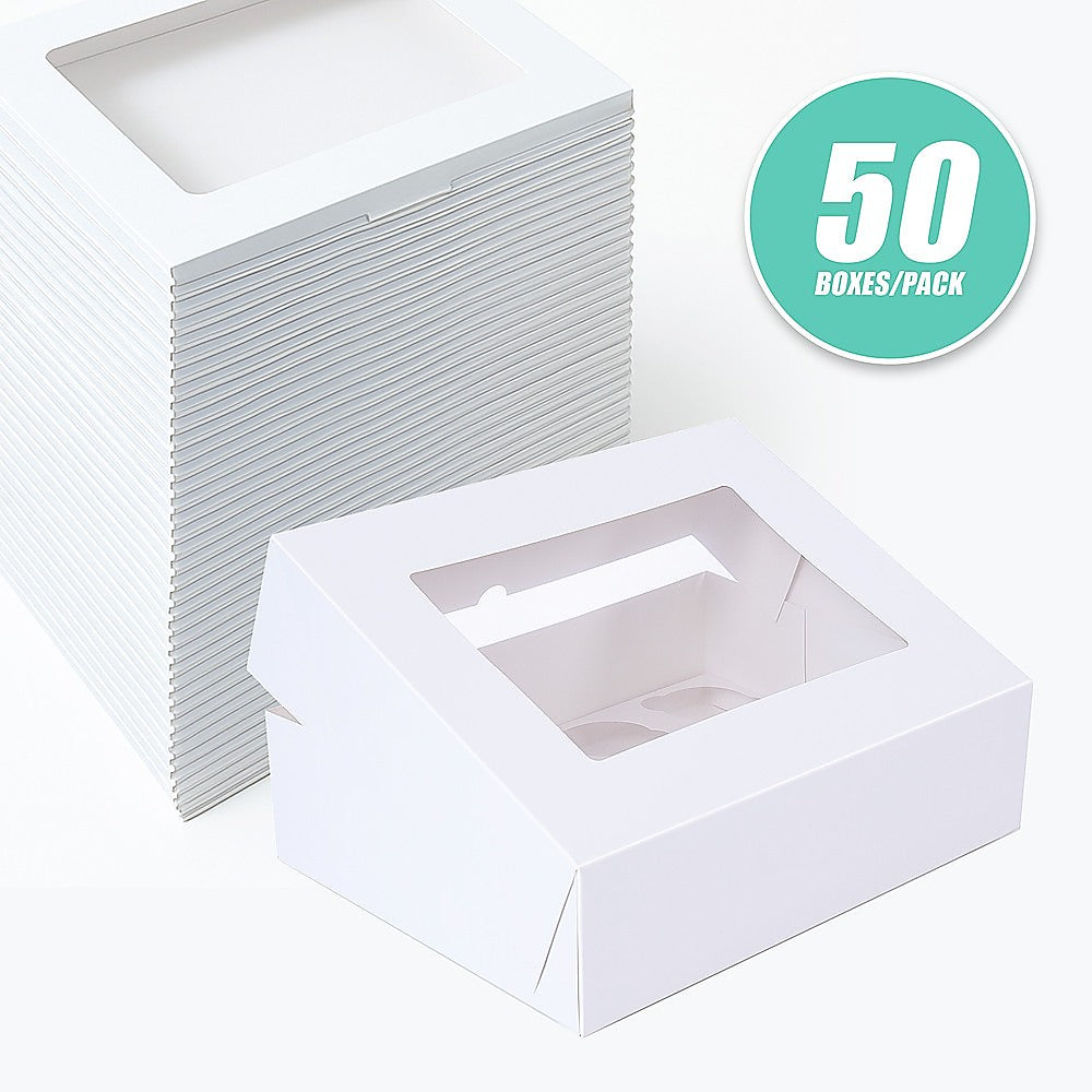 50pcs Cupcake Boxes 12-Hole Laminated Clear Window Face Boxes Favour - Image 9