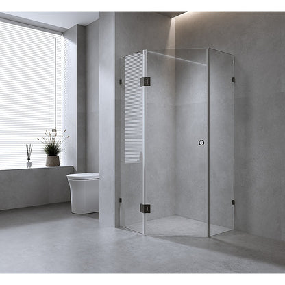 100cm Frameless Diamond Shower Screen – Gunmetal F-Brackets with Durable Brass Hinges - Image 2