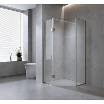 100cm Frameless Diamond Shower Screen with White Channels and SS Hinges - Image 2
