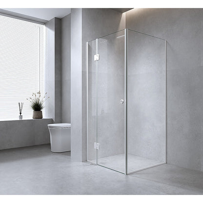 100x100cm Corner Frameless Shower Screen – Gunmetal Wall Channel with SS Hinges for Modern Bathroom Style