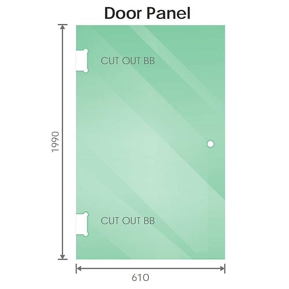 90cm Wall-to-Wall Frameless Shower Screen with Gunmetal Brackets, SS Hinges & F-Brackets - Image 3
