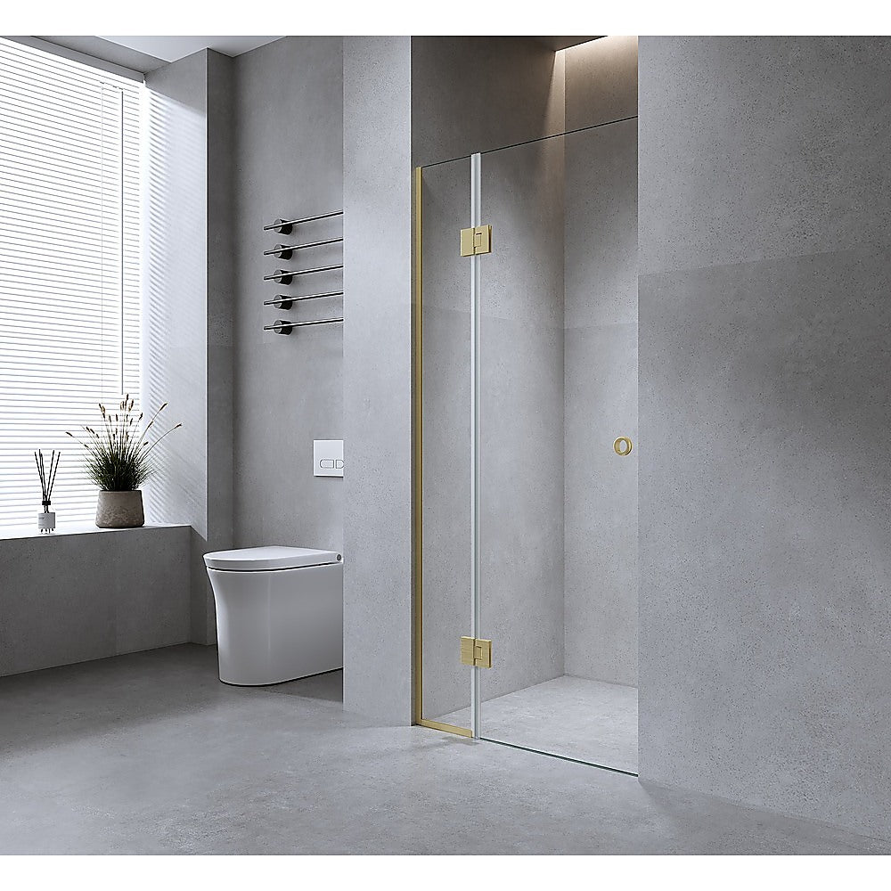 100cm Wall to Wall Frameless Shower Screen – Gunmetal Wall Channel with SS Hinges for Contemporary Style